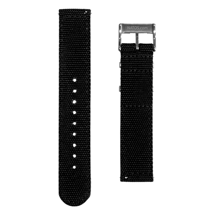 Black Canvas Like NATO Nylon Two Piece Strap