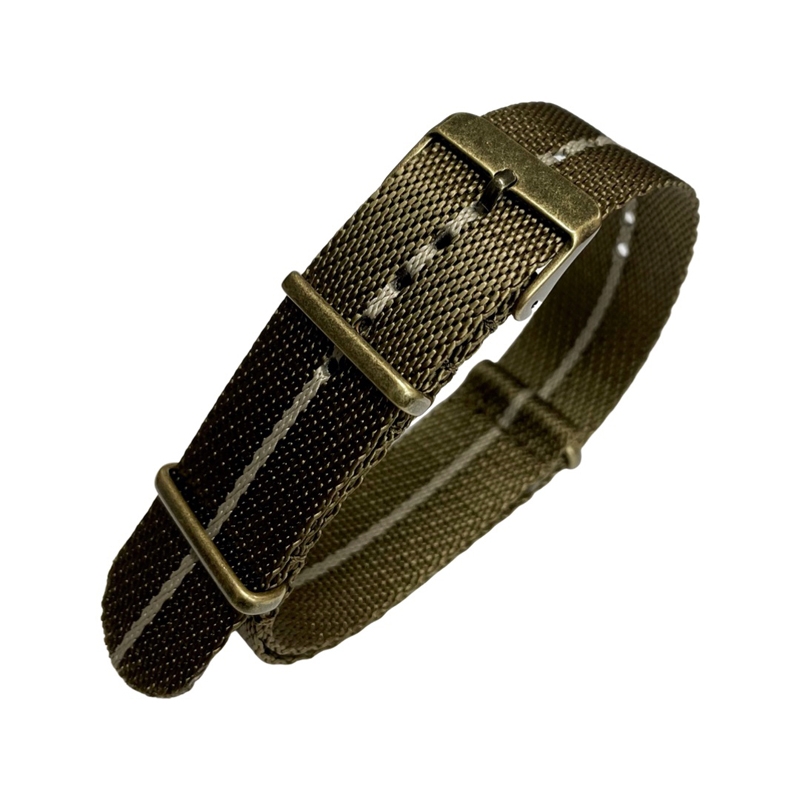 Slanted Khaki Sand NATO G10 Military Nylon Strap BRONZE 22mm
