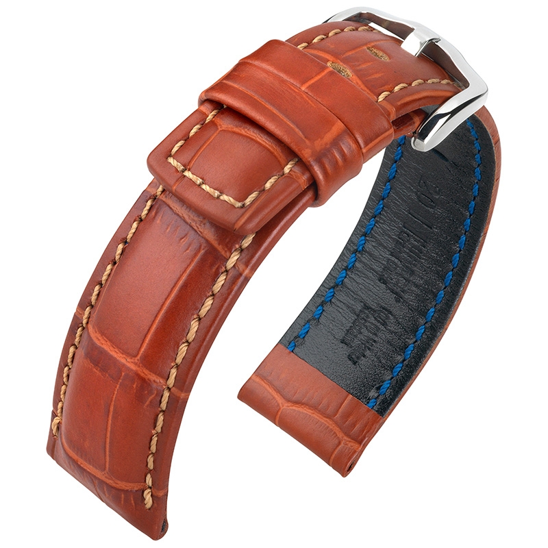 Hirsch Grand Duke Watch Band Alligatorgrain 100m WR Golden Brown