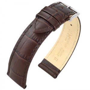 OPEN END: Hirsch Duke Watch Strap Alligatorgrain Dark Brown