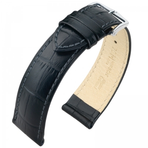 OPEN END: Hirsch Duke Watch Strap Alligatorgrain Black