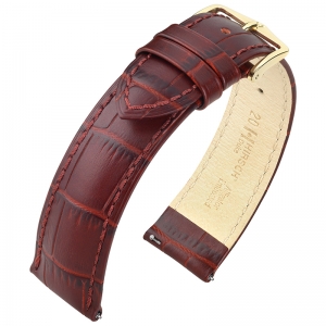 Hirsch Duke Watch Band Alligatorgrain Burgundy Red