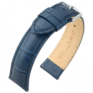 Hirsch Duke Watch Band Alligatorgrain Dark Blue