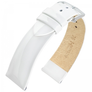 Hirsch Diva Patent Leather Watch Strap Calf Skin White