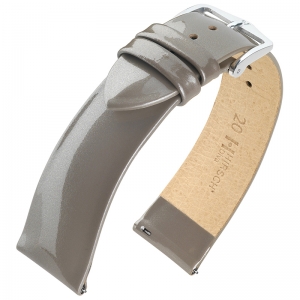 Hirsch Diva Patent Leather Watch Strap Calf Skin Silver