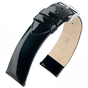 Hirsch Diva Patent Leather Watch Strap Calf Skin Black