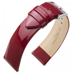 Hirsch Diva Patent Leather Watch Strap Calf Skin Burgundy