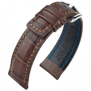 Hirsch Grand Duke Watch Band Alligatorgrain 100m WR Brown