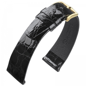 Hirsch Prestige Crocodile Skin Watch Band Black