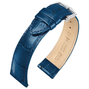 Hirsch Louisianalook Alligatorprint Watchband Shiny Blue