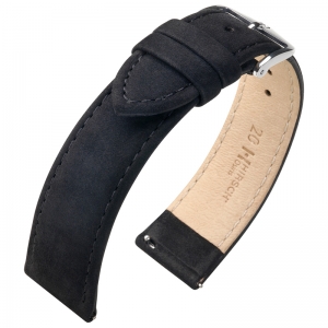 Hirsch Nubuck Watch Strap Leather Black