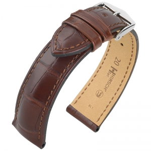 Hirsch Earl Louisiana Alligator Skin Watch Band Semi-Matte Brown - 24mm