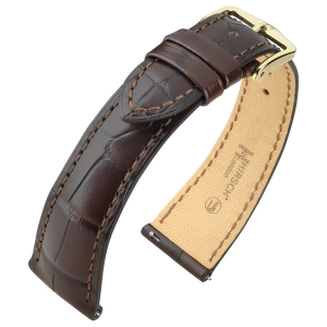 Hirsch London Watch Strap Alligator Skin Matte Dark Brown