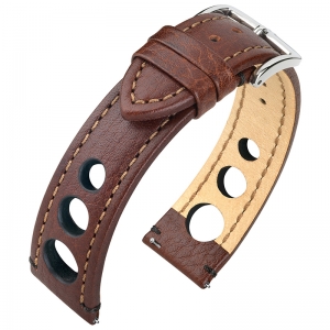 Hirsch Rally Artisan Perforated Watch Band Brown