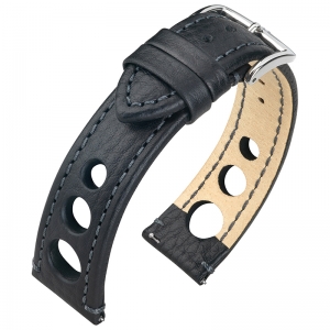 Hirsch Rally Artisan Perforated Watch Band Black