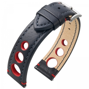 Hirsch Rally Artisan Perforated Watch Band Black / Red