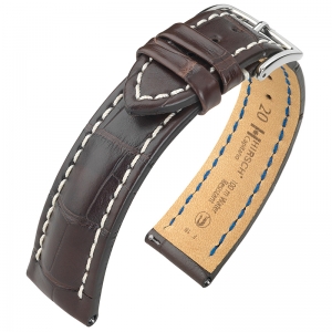 Hirsch Capitano Louisiana Alligator Watch Strap Semi-Matte Brown 100m WR