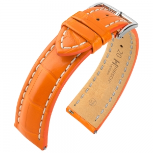 Hirsch Capitano Louisiana Alligator Watch Strap Semi-Matte Orange