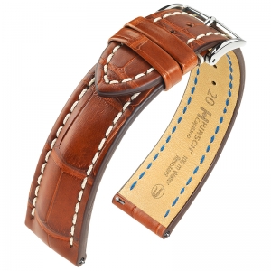 Hirsch Capitano Louisiana Alligator Watch Strap Semi-Matte Golden Brown 100m WR