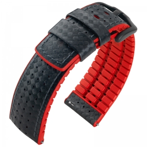 Hirsch Ayrton Performance Collection Black/Red Leather/Rubber 300m WR