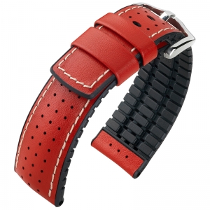 Hirsch Tiger Performance Collection Black/Red Caoutchouc/Leather 300m WR
