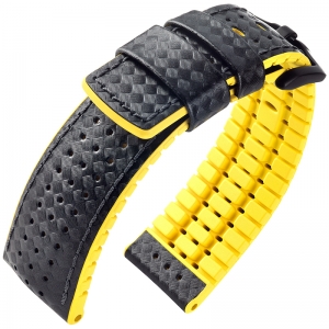 Hirsch Ayrton Performance Collection Black/Yellow Leather/Rubber 300m WR