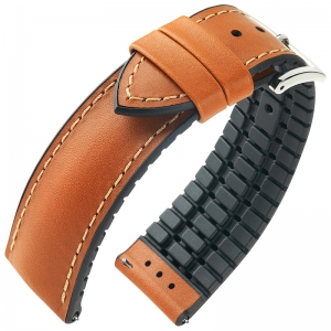 Hirsch James Performance Collection Golden Brown Leather / Black Caoutchouc 300m WR