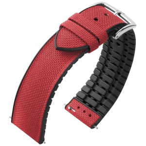 Hirsch Arne Performance Recycled Watch Strap Bordeaux Seaqual PET / Black Rubber