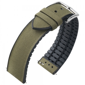 Hirsch Arne Performance Recycled Watch Strap Green PET / Black Rubber