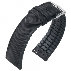Hirsch Arne Performance Recycled Watch Strap Black PET / Black Rubber