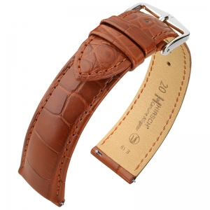 Hirsch Genuine Alligator Louisiana Watch Strap Alligator Skin Mat Golden Brown