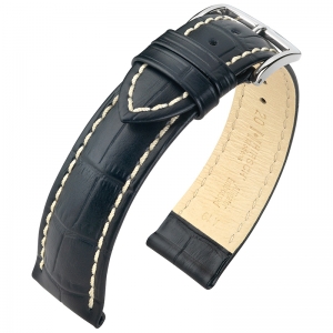 Hirsch Modena Calfskin Watchband Alligatorgrain Black