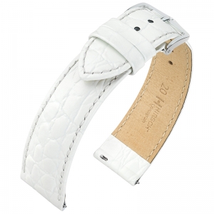 Hirsch Crocograin Watchstrap White