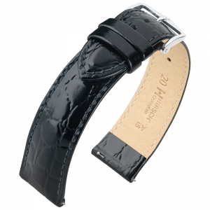 Hirsch Crocograin Watch Band Black