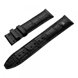 Maurice Lacroix Pontos Watch Strap with Keepers Folding Clasp Louisiana Croco-Calf Black