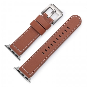 Watch Strap for Apple Watch Camel Leather White Stitching 22mm