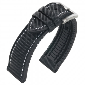 Sailcloth Structure Watch Strap FKM Rubber Black
