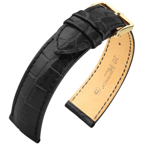 Hirsch Baron Nile Crocodile Skin Watch Strap Black Matte