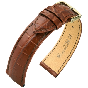 Hirsch Baron Nile Crocodile Skin Watch Strap Brown Matte - 18mm