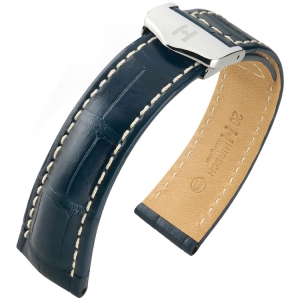 Hirsch Navigator Watch Strap for Breitling Folding Clasp Louisiana Alligator Matte Blue