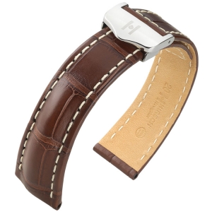 Hirsch Navigator Watch Strap for Breitling Folding Clasp Louisiana Alligator Matte Brown