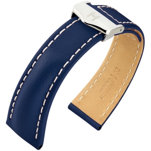 Hirsch Navigator Watch Strap for Breitling Folding Clasp Italian Calf Skin Blue