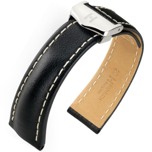 Hirsch Navigator Watch Strap for Breitling Folding Clasp Italian Calf Skin Black