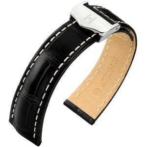 Hirsch Navigator Watch Strap for Breitling Folding Clasp Louisiana Alligator Matte Black