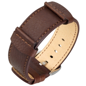 Hirsch Rebel Watch Band Saddle Leather NATO Style Brown