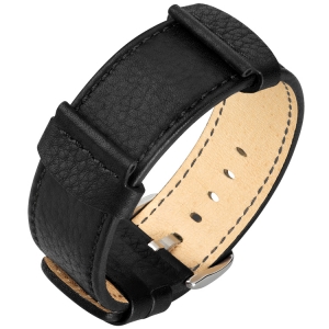 Hirsch Rebel Watch Band Saddle Leather NATO Style Black