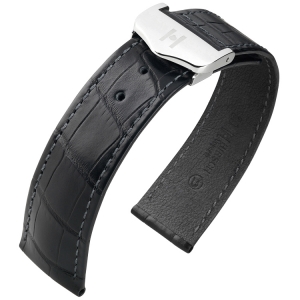 Hirsch Voyager Watch Strap for Omega Folding Clasp Louisiana Alligator Skin Black