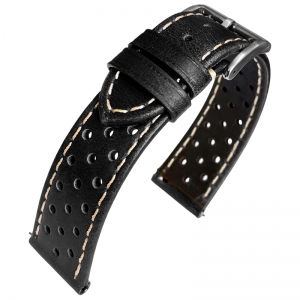 Rally Watch Strap Perforated Calf Skin Black