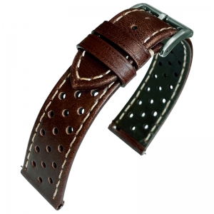 Rally Watch Strap Perforated Calf Skin Dark Brown