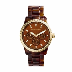Michael Kors MK5038 Watch Strap Brown Plastic
